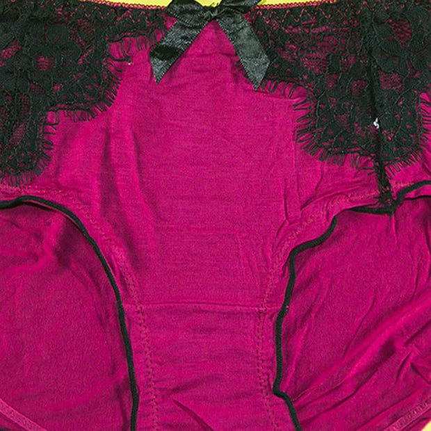 Pack of 3 - Soft Cotton Panty With Lace - Flourish Mix Colors Soft Cotton Panty - 9707