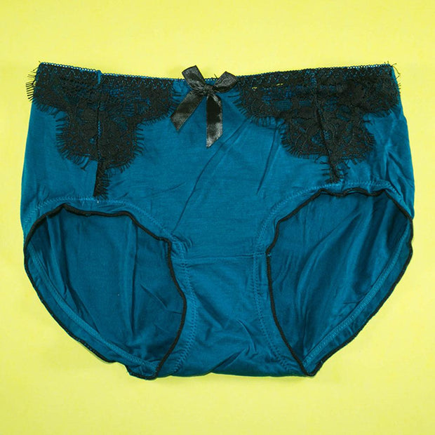Pack of 3 - Soft Cotton Panty With Lace - Flourish Mix Colors Soft Cotton Panty - 9707