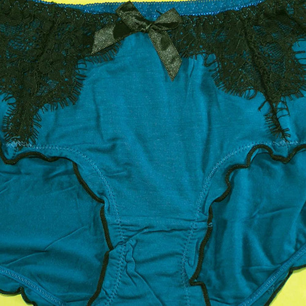 Pack of 3 - Soft Cotton Panty With Lace - Flourish Mix Colors Soft Cotton Panty - 9707