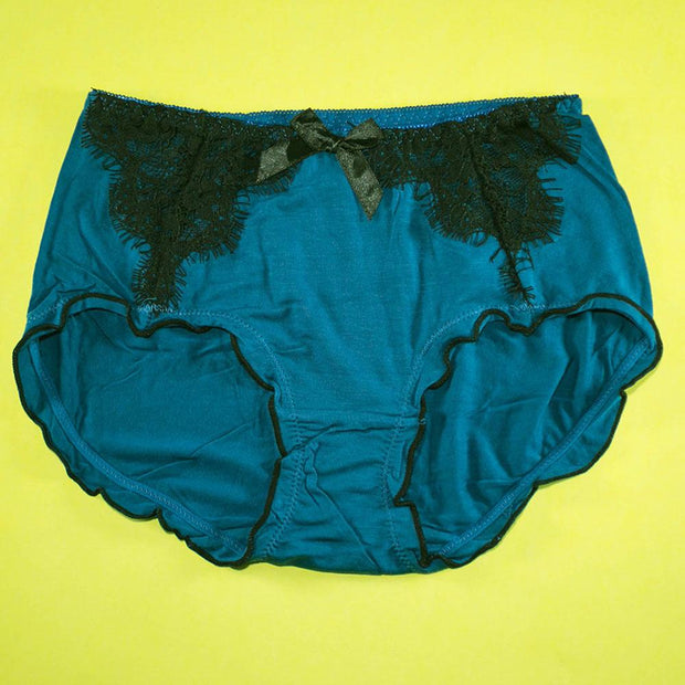 Pack of 3 - Soft Cotton Panty With Lace - Flourish Mix Colors Soft Cotton Panty - 9707