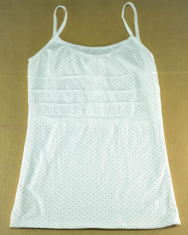 Polka Dotted Cotton Camisole For Women - Color White - MA-6