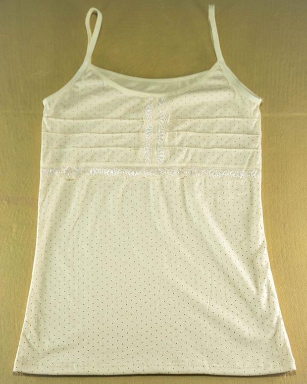 Polka Dotted Cotton Camisole For Women - Color Skin - MA-6
