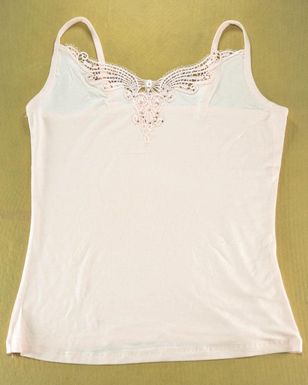 Embroidered Camisole For Women - Adjustable Straps - Color Pink - 2814