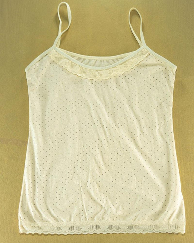 Pack of 3 - Polka Dotted Cotton Camisole With Neck Lace For Women - MA-8