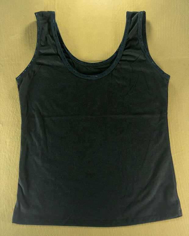 Plain Cotton Camisole For Women - Color Black - MA-4