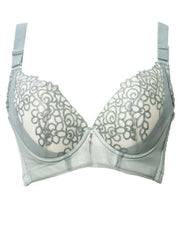 Full Cup Push Up Bra - Single Padded Soft Underwired Push Up Bra - Green