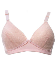 Front Open Bra with Button - Soft Padded Non Wired Bra - Peach - Bras - diKHAWA Online Shopping in Pakistan