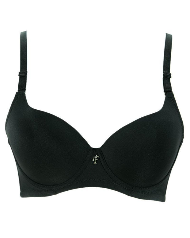 Black Pushup Flourish Bra - Single Padded Underwired Bra - FL997