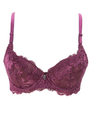 Maroon Net Embroidered Flourish Bra - Single Padded Underwired Bra - FL3264