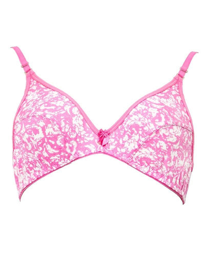 Printed BBG-2010 Comfortable - Non Padded,Non Wired Bra Pink - Blue Bell Girl