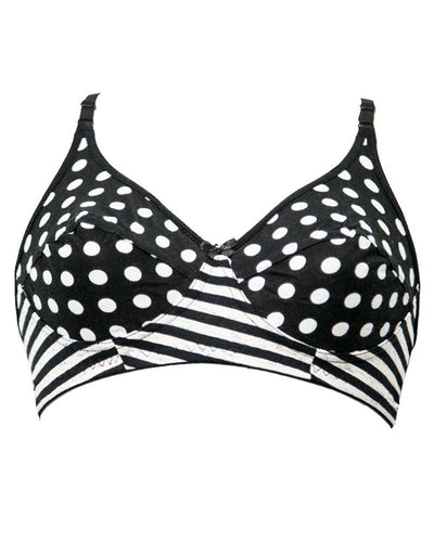 Soft Touch Printed FL-6003 Comfort Bra - Non Padded,Non Wired Bra Black