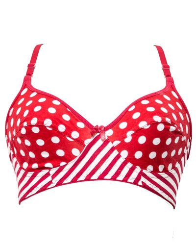 Soft Touch Printed FL-6003 Comfort Bra - Non Padded,Non Wired Bra Red