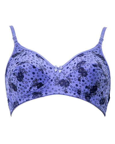 Soft Touch Printed FL-6004 Comfort Bra - Non Padded,Non Wired Bra Blue