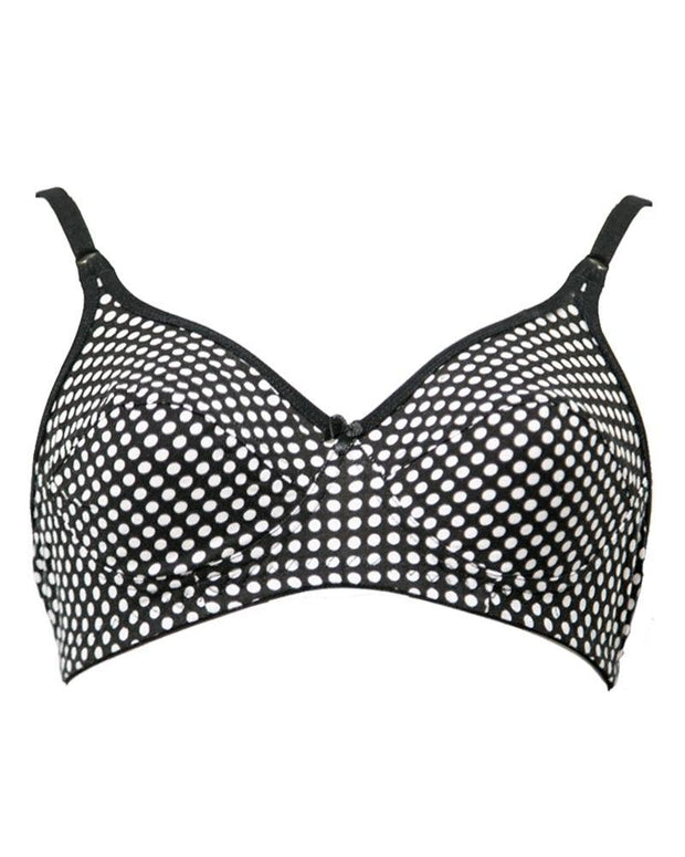 Soft Touch Printed FL-6006 Comfort Bra - Non Padded,Non Wired Bra Black