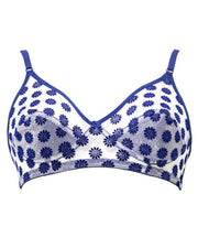 Madam Women's Floral Net Design - Non Padded,Non Wired - Fancy Blue Bra