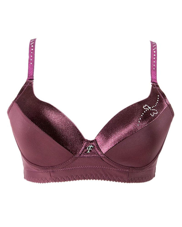Women's Maroon Perfectly Fit Deep V Padded up Flourish Bra, Comfort Soft Push up Bra - Single Padded Bra - FL722