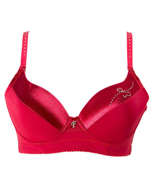 Women's Red Perfectly Fit Deep V Padded up Flourish Bra, Comfort Soft Push up Bra - Single Padded Bra - FL722