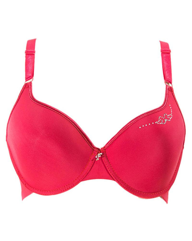 Red Fancy Soft Padded Flourish Bra - Single Padded Underwired Bra - FL913