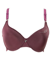Maroon Fancy Soft Padded Flourish Bra - Single Padded Underwired Bra - FL913