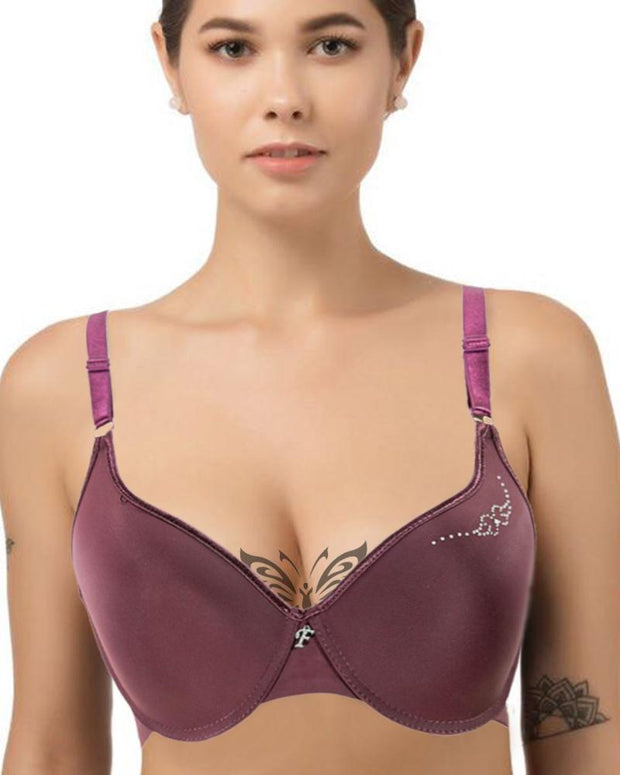 Maroon Fancy Soft Padded Flourish Bra - Single Padded Underwired Bra - FL913