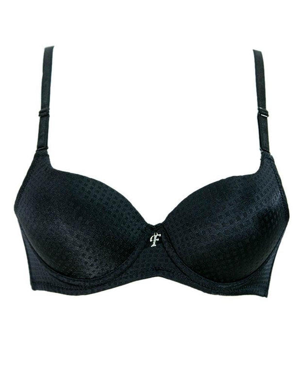 Black Soft Padded Flourish Bra - Single Padded Underwired Bra - FL983