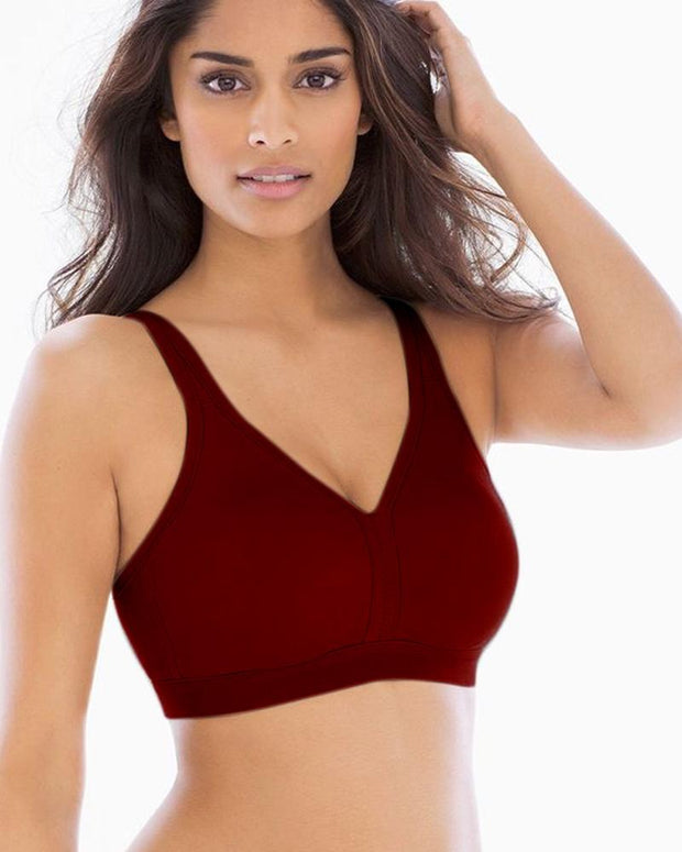 Maroon Soft Net Flourish Bra - Single Padded Non Wired Bra - FL931