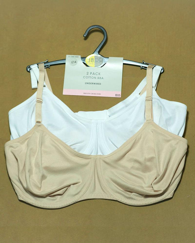 BHS Pack of 2 Underwired Non-Padded Full Cup Plus Size Cotton Bra - 230448