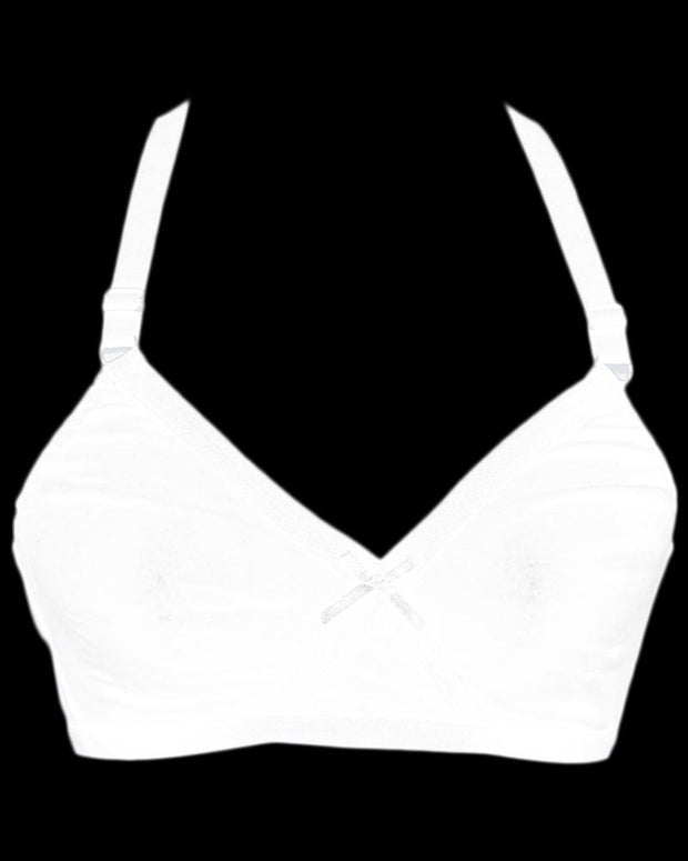 Cotton Plain Non Padded - Non Wired Basic Bra - White