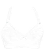 Cotton Plain Non Padded - Non Wired Basic Bra - White