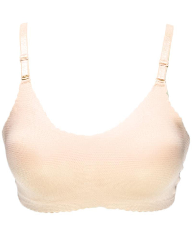 Self Design Cotton Single Padded Bra - Skin