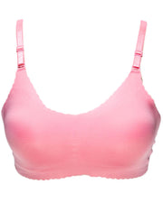 Self Design Cotton Single Padded Bra - Pink