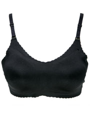 Self Design Cotton Single Padded Bra - Black