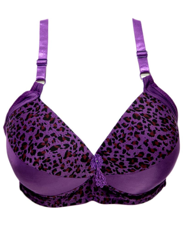 Sexy Cheetah Print Plus Size Bra - Purple