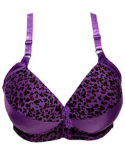 Sexy Cheetah Print Plus Size Bra - Purple  Push Up Bra, Single Padded Bra