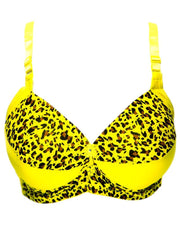 Sexy Cheetah Print Plus Size Bra - Yellow