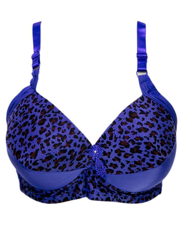 Sexy Cheetah Print Plus Size Bra - Blue  Push Up Bra, Single Padded Bra