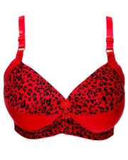 Sexy Cheetah Print Plus Size Bra - Red