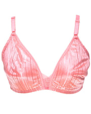 Soft Cotton Silk Self Design Non Wired-Non Padded Basic Bra - Pink
