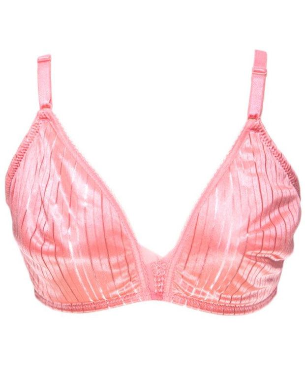 Soft Cotton Silk Self Design Non Wired-Non Padded Basic Bra - Pink