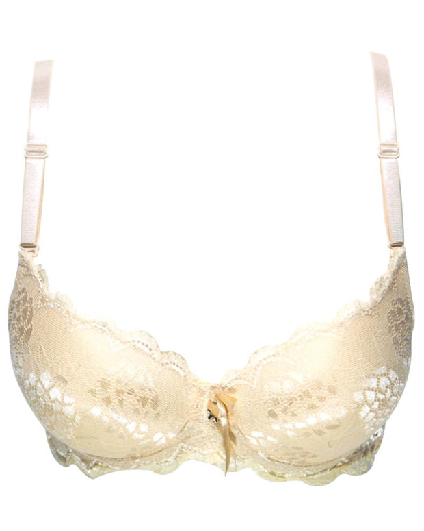 Bridal Lace Bra - Double Padded Underwire Bra - Skin - 2899