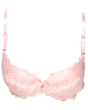 Bridal Lace Bra - Double Padded Underwire Bra - Peach - 2899
