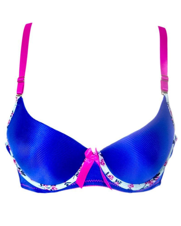 Women Push Up Underwire Smoothing Bra - Blue - 678