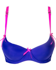 Women Push Up Underwire Bra Smoothing Lace Everyday Bra - Blue