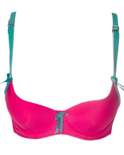 Women Push Up Underwire Bra Smoothing Lace Everyday Bra - Hot Pink