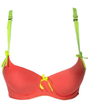 Women Push Up Underwire Bra Smoothing Lace Everyday Bra - Orange