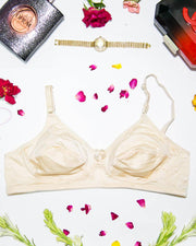 Women's Off White Silk Bra - Non Padded Bra - 708