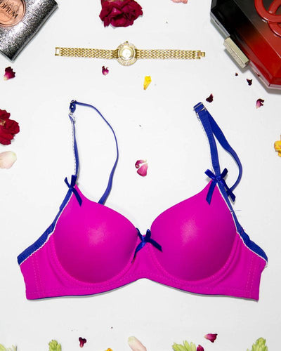 Women Push Up Underwire Bra Smoothing Lace Everyday Bra - Pink
