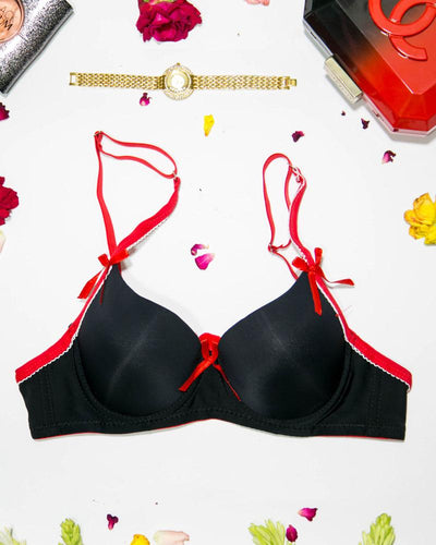 Women Push up Underwire Bra Smoothing Lace Everyday Bra - Black