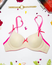 Women Push up Underwire Bra Smoothing Lace Everyday Bra - Skin