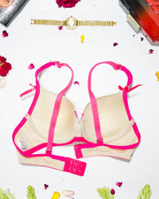 Women Push up Underwire Bra Smoothing Lace Everyday Bra - Skin